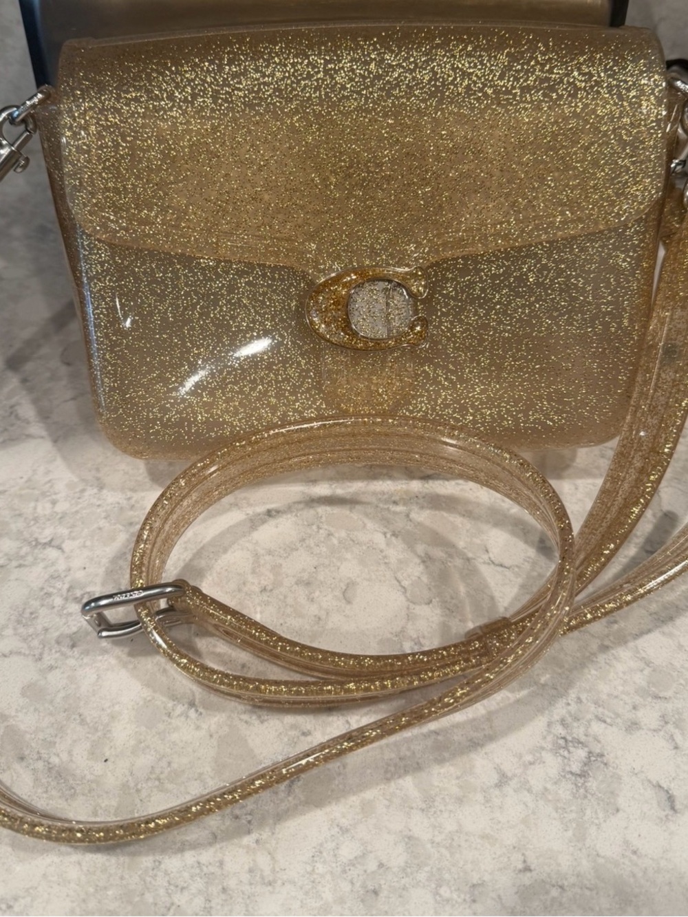 Coach Gold Glitter Crossbody Bag - Women
